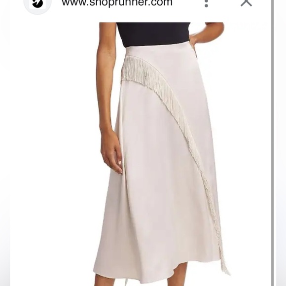 New Vince Women's Asymmetric Fringe Midi Skirt size 8